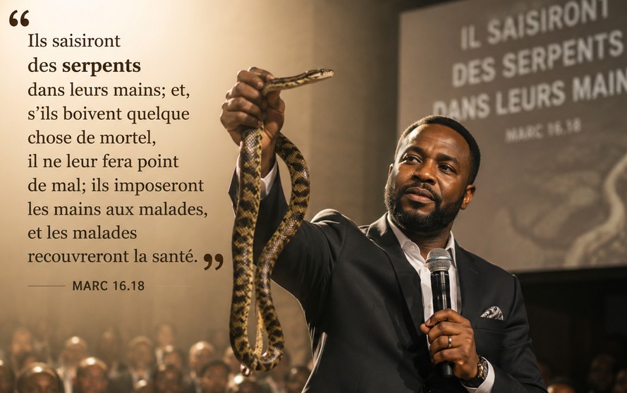 Marc 16.18 : Ils saisiront des serpents